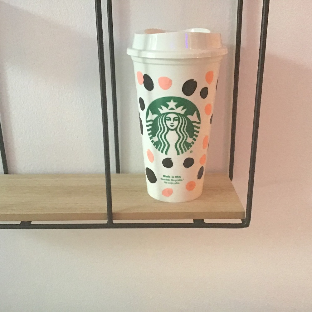 Pock-a-dot plastic Starbucks cup